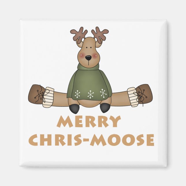 Merry Chris-Moose T-shirts och Gifts Magnet (Framsidan)