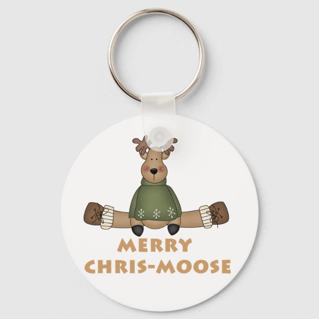 Merry Chris-Moose T-shirts och Gifts Nyckelring (Framsida)