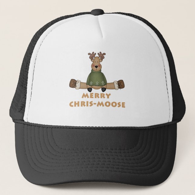 Merry Chris-Moose T-shirts och Gifts Truckerkeps (Framsida)