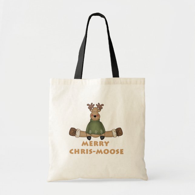 Merry Chris-Moose T-shirts och Gifts Tygkasse (Framsidan)