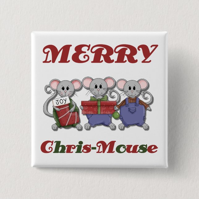 Merry Chris-Mouse Tshirts och Gifts Knapp (Framsida)