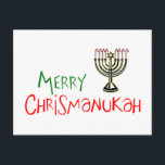Merry Chrismanukah - jul Chanukah Menorah Helg Vykort<br><div class="desc">Perfektens sätt att fira både jul och Hanukah på samma gång. God jul   Lycklig Chanukah = Merry Chrismanukah,  kompletterat med Candy cane Menorah Candles.</div>