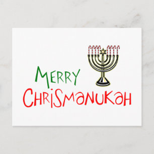 Merry Chrismanukah - jul Chanukah Menorah Helg Vykort
