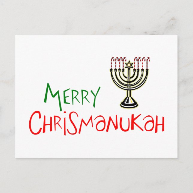 Merry Chrismanukah - jul Chanukah Menorah Helg Vykort (Framsida)