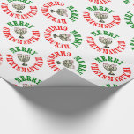 Merry Chrismanukah - jul Chanukah Menorah Presentpapper<br><div class="desc">Perfektens sätt att fira både jul och Hanukah på samma gång. God jul   Lycklig Chanukah = Merry Chrismanukah,  kompletterat med Candy cane Menorah Candles.</div>