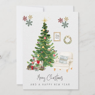 Merry Chrismas And Happy New Year Holiday Card Julkort