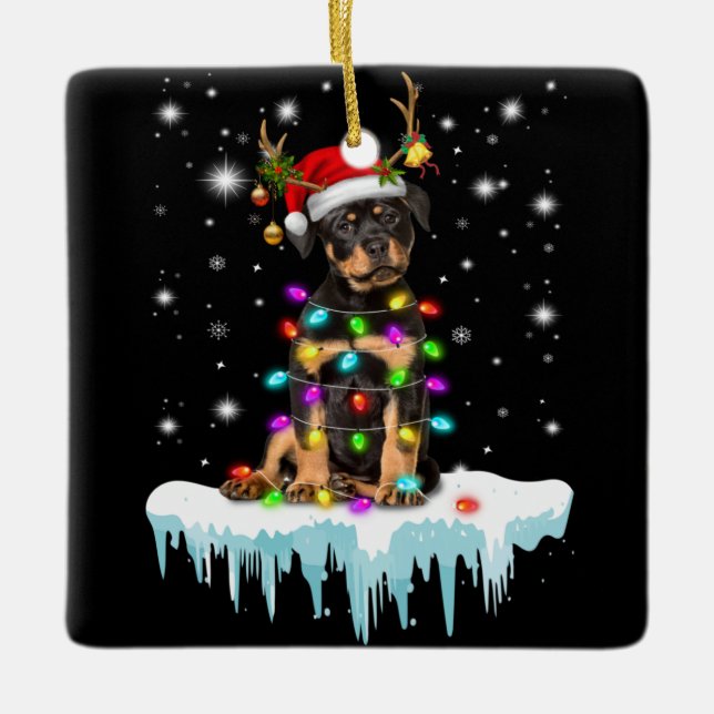 Merry Chrismas min lilla ruttweiler Julgransprydnad Keramik (Framsida)