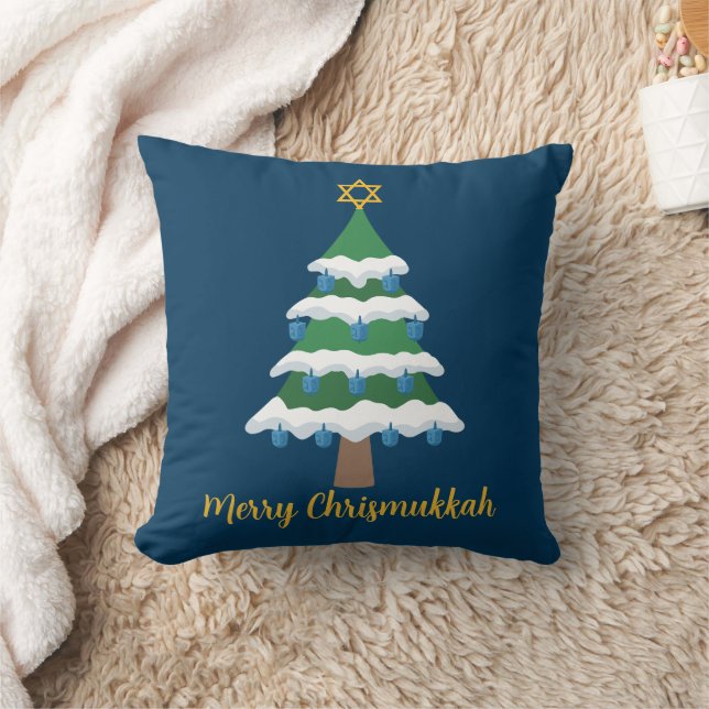 Merry Chrismukah Cute Hanukkah jul Kudde (Filt)