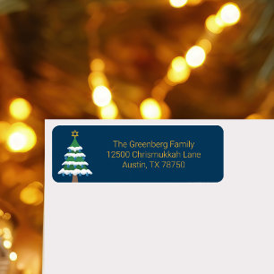 Merry Chrismukah Cute Hanukkah jul Party Returadress Etikett