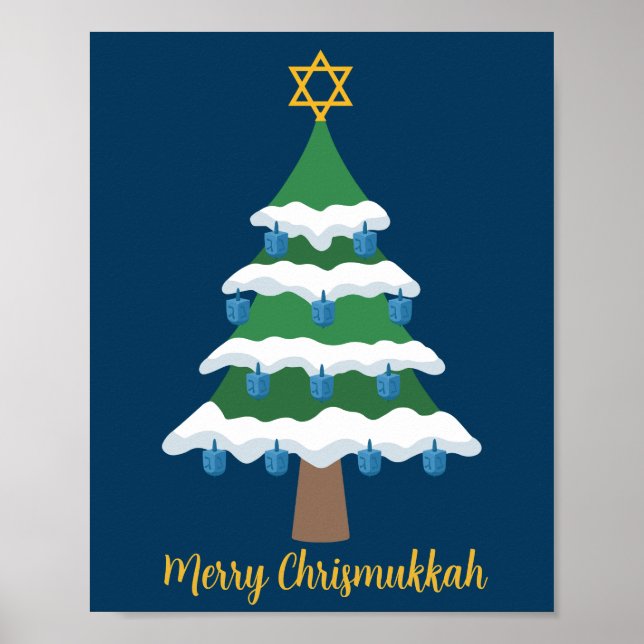 Merry Chrismukah Cute Hanukkah jul Poster (Framsidan)