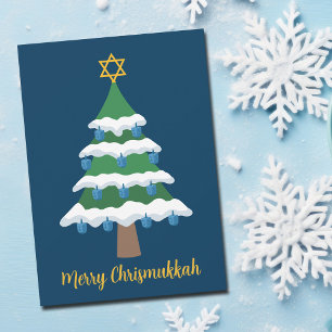Merry Chrismukah Cute Hanukkah Julgran Julkort