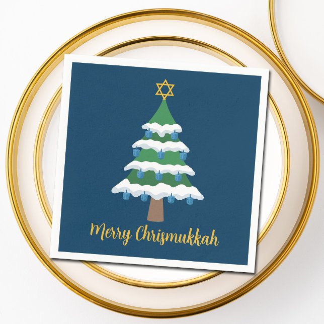Merry Chrismukah Cute Hanukkah Julgran Pappersservett (Skapare uppladdad)