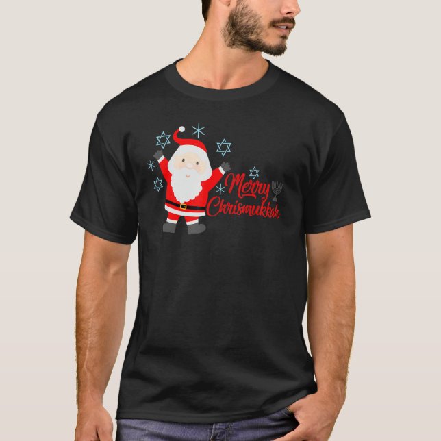 Merry Chrismukah Hanukkah och Jul Ugly Swea T Shirt (Framsida)
