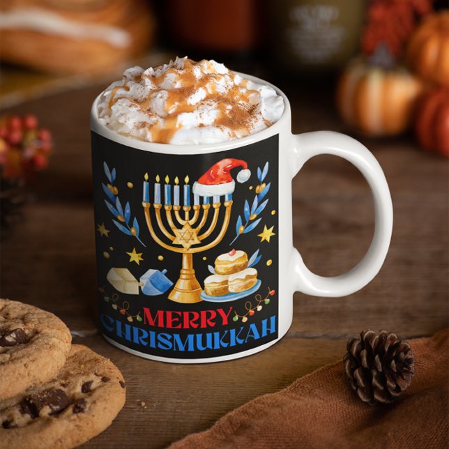 Merry Chrismukah Helgdag Hanukkah Pajama-familjen Mugg (Skapare uppladdad)