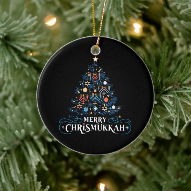 Merry Chrismukah Jewish Helgdag Hanukkah Julgransprydnad Keramik (Träd)