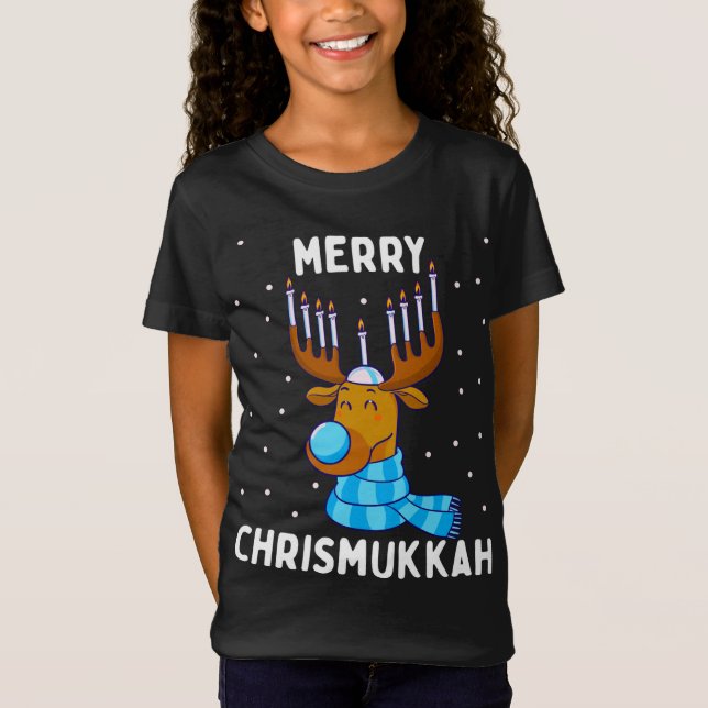 Merry Chrismukah Jewish jul Hanukkah Reinde T Shirt (Framsida)