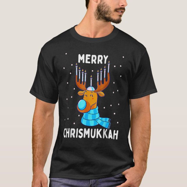Merry Chrismukah Jewish jul Hanukkah Reinde T Shirt (Framsida)