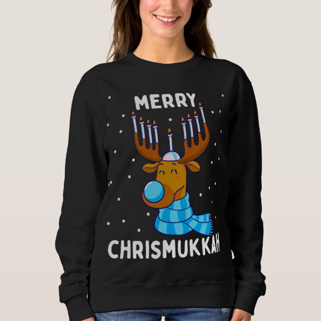 Merry Chrismukah Jewish jul Hanukkah Reinde T Shirt (Framsida)