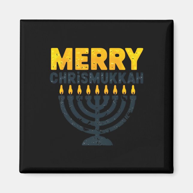 Merry Chrismukah jul Hanukkah Chanukiah Gif Magnet (Framsidan)