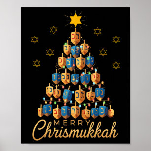 Merry Chrismukah Lycklig Chanukkah Dreidel Christm Poster