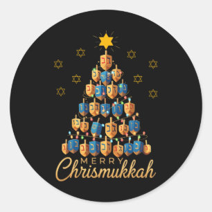 Merry Chrismukah Lycklig Chanukkah Dreidel Christm Runt Klistermärke