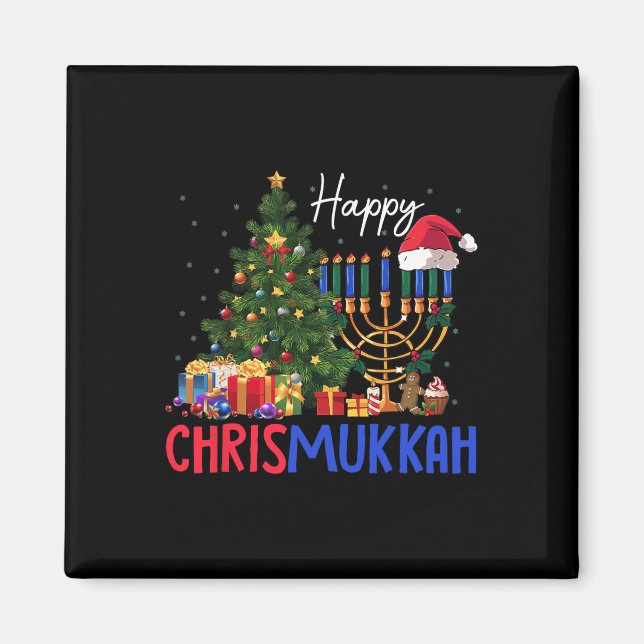 Merry Chrismukah Lycklig jul Hanukkah 2 Magnet (Framsidan)
