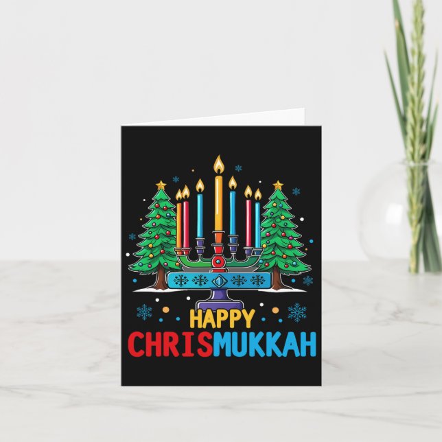 Merry Chrismukah Lycklig jul Hanukkah 3 Kort (Framsida)