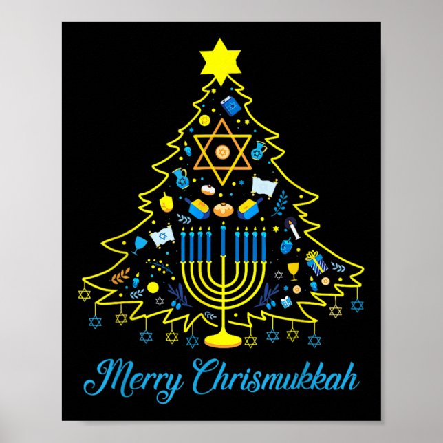 Merry Chrismukah Lycklig jul Hanukkah Poster (Framsidan)