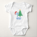 Merry Chrismukah Menorah och Santa Baby Bodydräkt T Shirt<br><div class="desc">Modern Merry Chrismukkah-design med en David-stjärna på Julgran och en Santa Hat på Menorah.</div>
