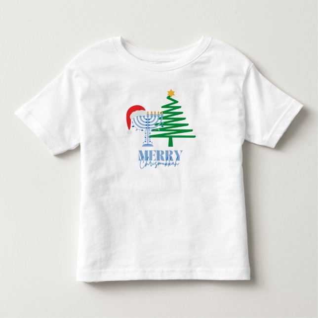 Merry Chrismukah Menorah och Santa Småbarn Shirt T Shirt (Framsida)