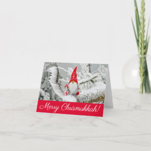 Merry Chrismukah Red and White Elf med Presenter Kort