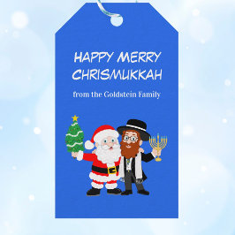 Merry Chrismukah Santa Meets Rabbi Party Presentetikett