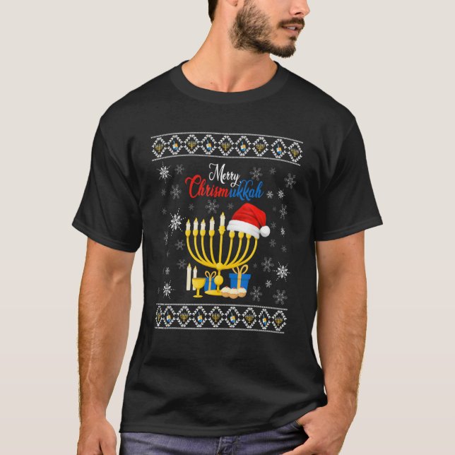 Merry Chrismukkah 2022 Happy Hanukkah Christmas T Shirt (Framsida)