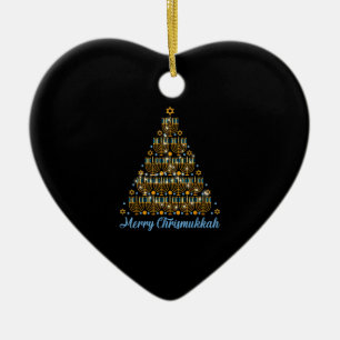 Merry Chrismukkah 2022 Lycklig Hanukkah jul Tr Julgransprydnad Keramik