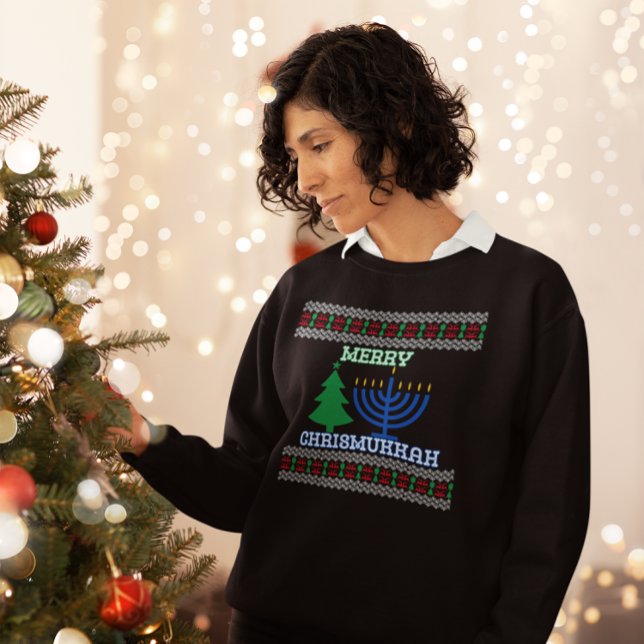 Merry Chrismukkah ful sweater T Shirt (Merry Chrismukkah sweatshirt black)