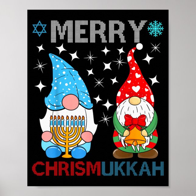 Merry Chrismukkah Funny Gnomes Christmas And Hanuk Poster (Framsidan)