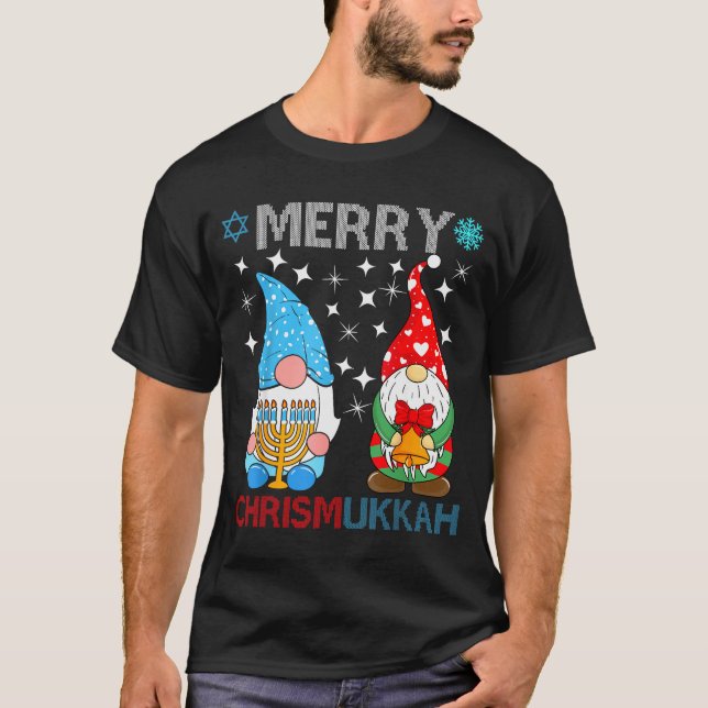 Merry Chrismukkah Funny Gnomes Christmas And Hanuk T Shirt (Framsida)