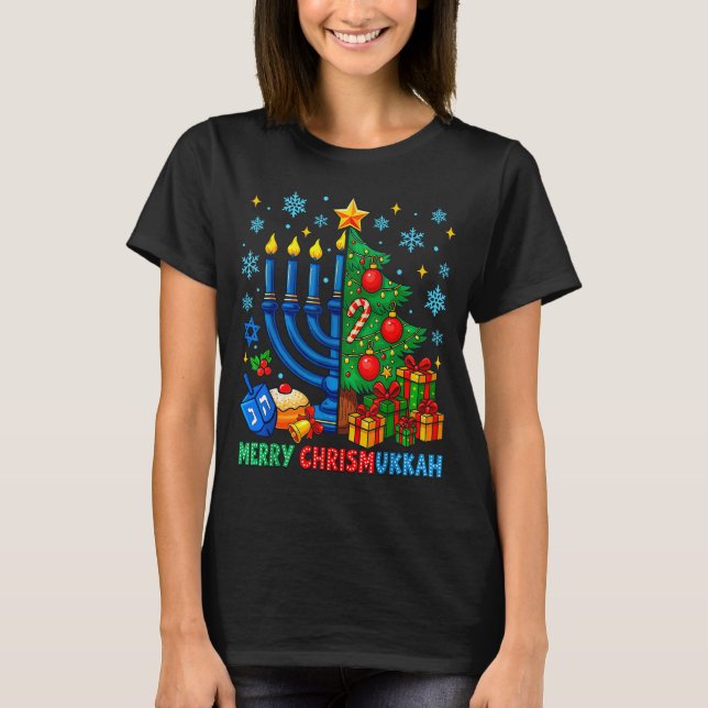 Merry Chrismukkah Happy Christmas Hanukkah Pajama  T Shirt (Framsida)