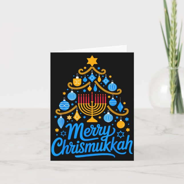 Merry Chrismukkah Holiday Hanukkah Family Matching Kort (Framsida)