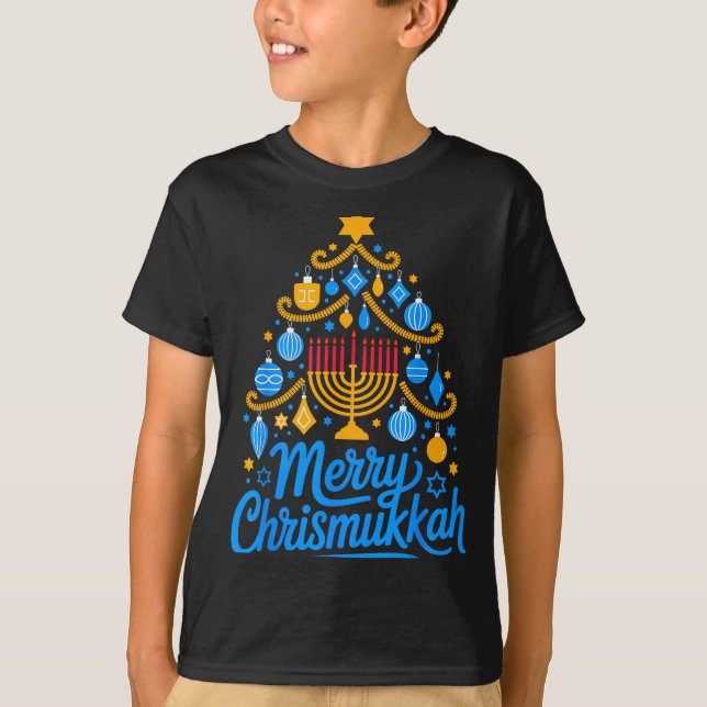 Merry Chrismukkah Holiday Hanukkah Family Matching T Shirt (Framsida)