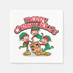 Merry Chrismukkah med Elves och Dreidels Pappersservett
