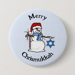 Merry Chrismukkah Snögubbe Button Knapp