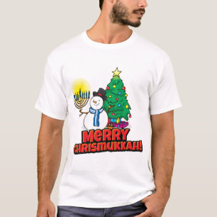 Merry Chrismukkah Snögubbe Menorah och eget namn T Shirt