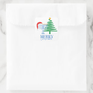 Merry Chrismukkah Sticker Fyrkantigt Klistermärke