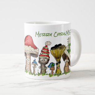 Merry ChrisMUSH Tecknad för julsvampar Jumbo Mugg