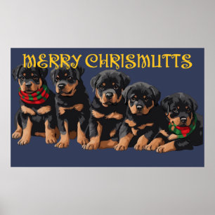 Merry Chrismutts jul Helgdag Puppies Festive Poster