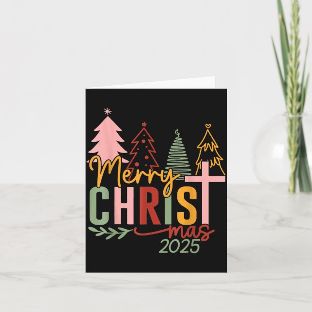 Merry Christ Mas Christian Christmas 2025 Family P Kort (Framsida)