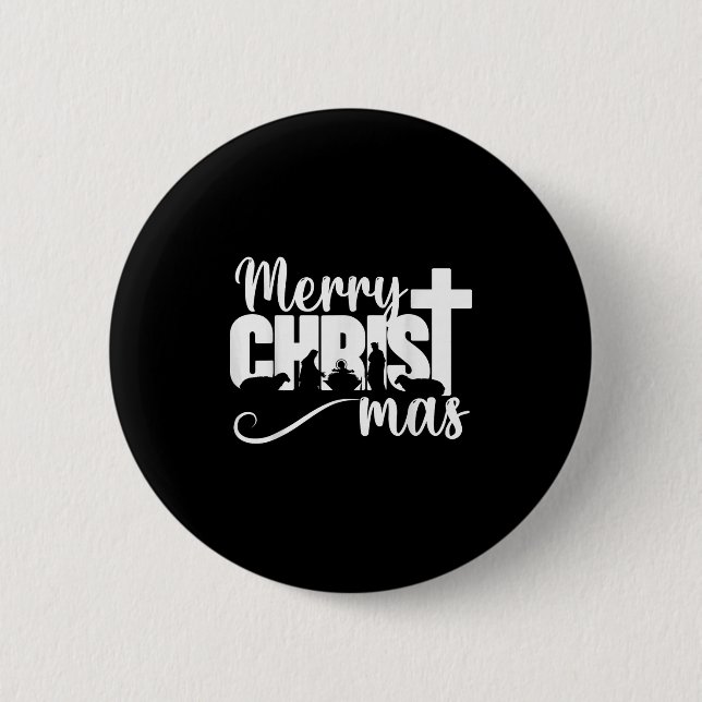 Merry Christ Mas Christian Christmas Jesus Christm Knapp (Framsida)