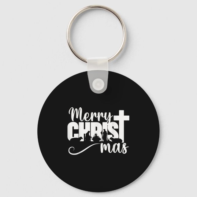 Merry Christ Mas Christian Christmas Jesus Christm Nyckelring (Framsida)