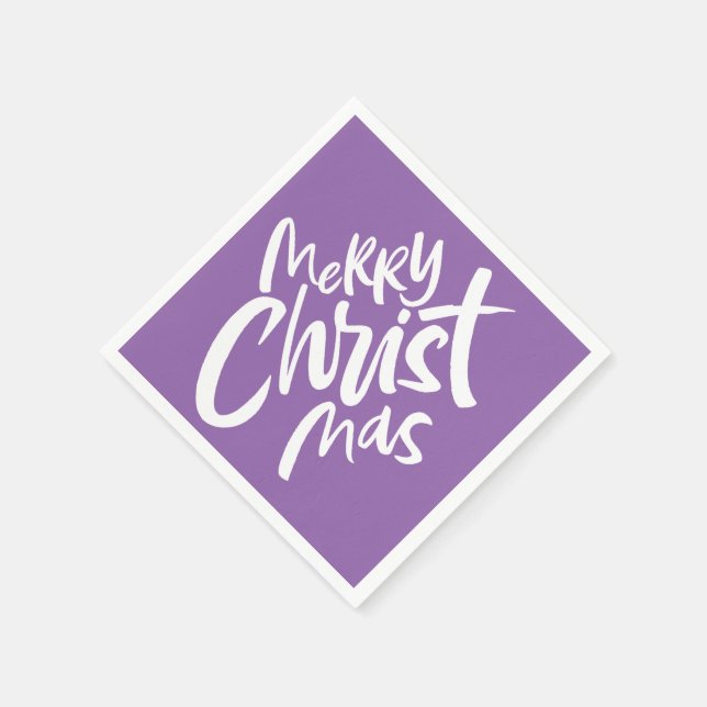 Merry Christian Juli Lettering Religiösa Purp Pappersservett (Hörn)